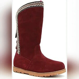 Lamo women's madelyn Faux Fur Linning   knee Length Boot Burgundy sz 9US